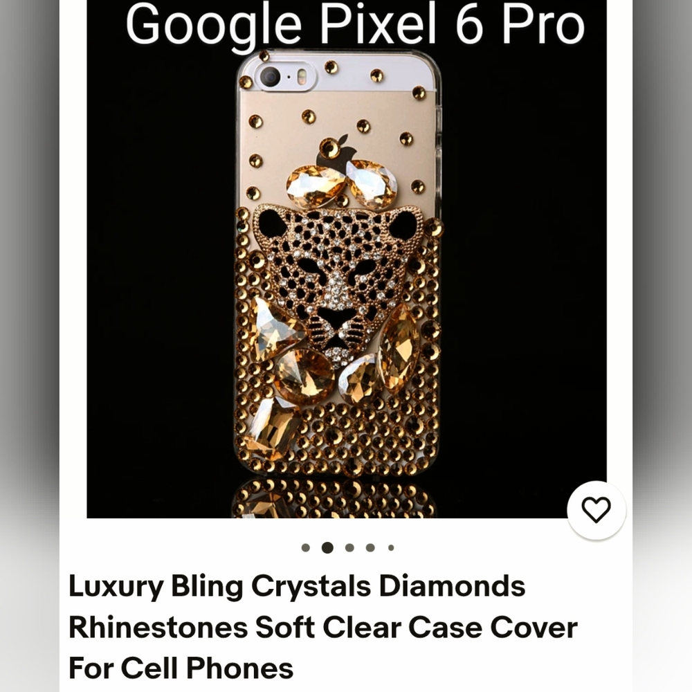 Source Unknown Gold Rhinestone Leopard Case for Google Pixel 6 Pro